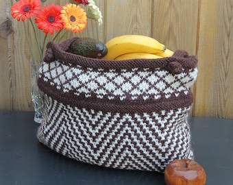 Market Tote Bag Knitting Pattern. Tidal Flats Market Tote. Mosaic Knitting. Felted Knitting Pattern