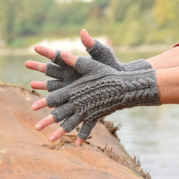 Fingerless Gloves Pattern, Celtic Cable and Lace.  Eventide Fingerless Gloves