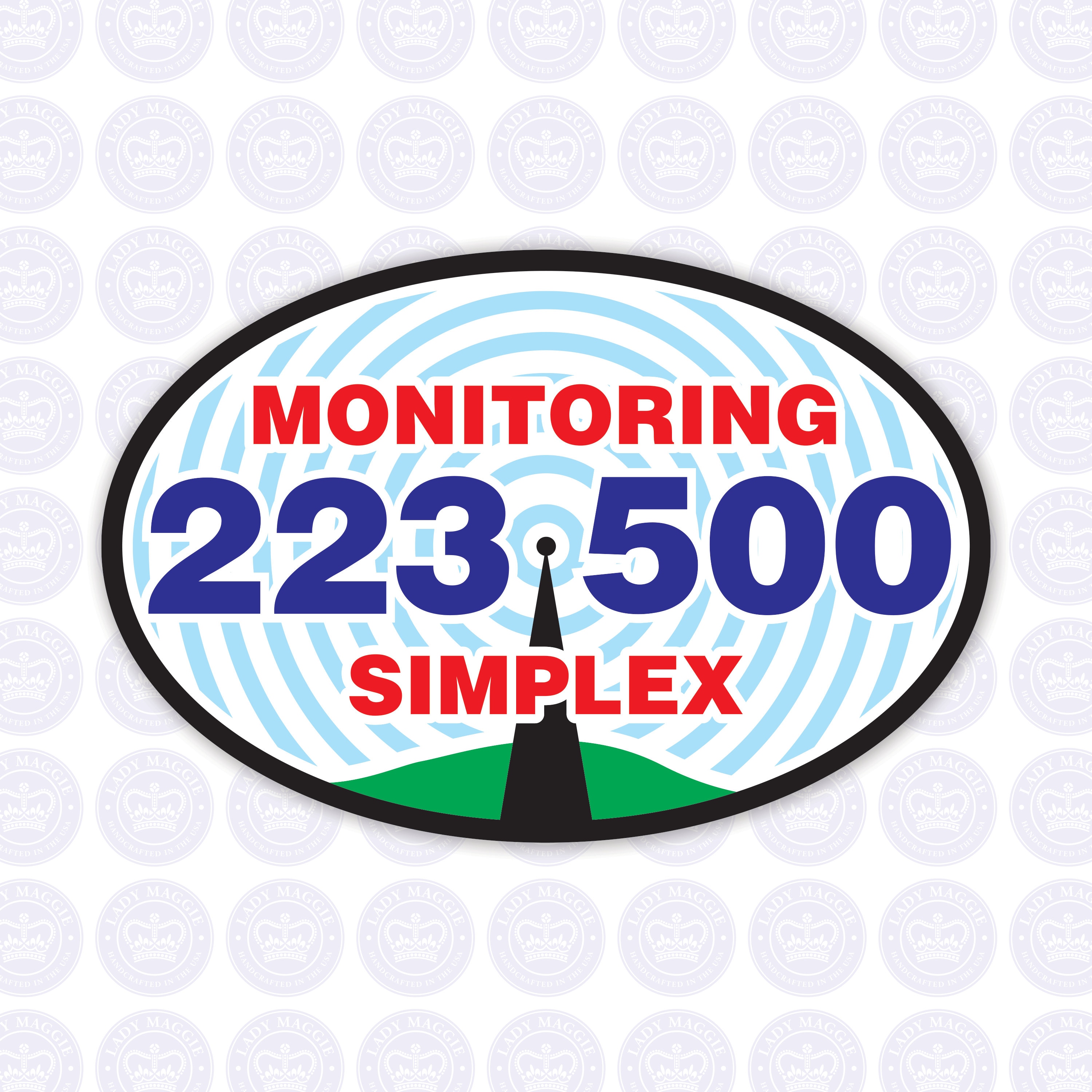 223.500 - 1.25m National Simplex Calling Frequency Decal - Amateur Radio Oval Decal / Sticker - Radio Ham