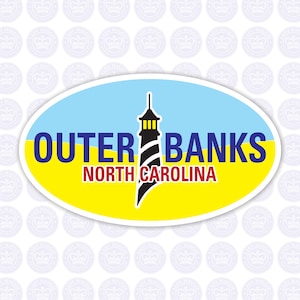 OBX Oval Lighthouse Decal Outer Banks Bumper Sticker OBX Outer Banks Decal North Carolina Outer Banks Yeti Decal Set of all 3 sizes