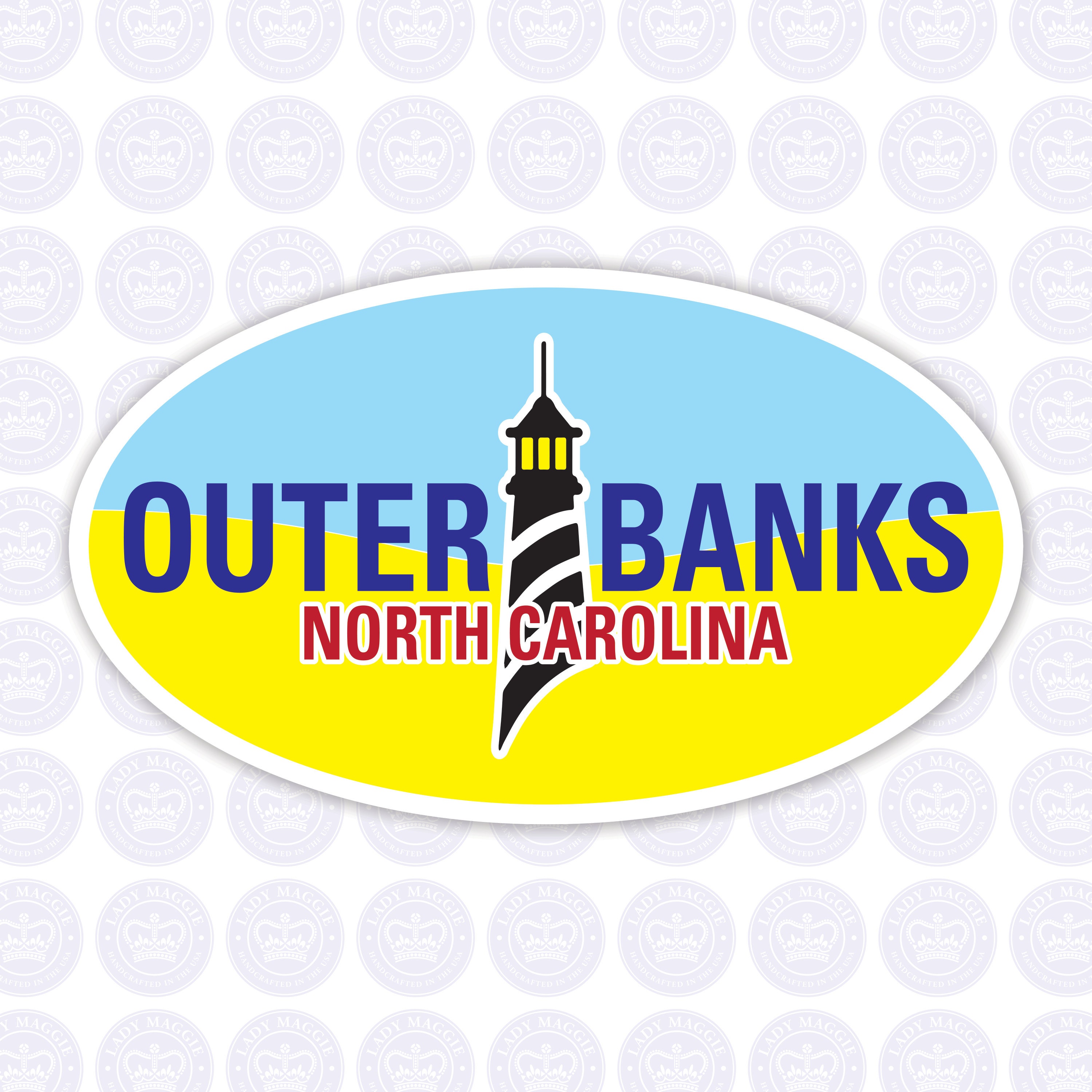 OBX Oval Lighthouse Decal - Outer Banks Bumper Sticker - OBX Outer Banks Decal - North Carolina Outer Banks Yeti Decal