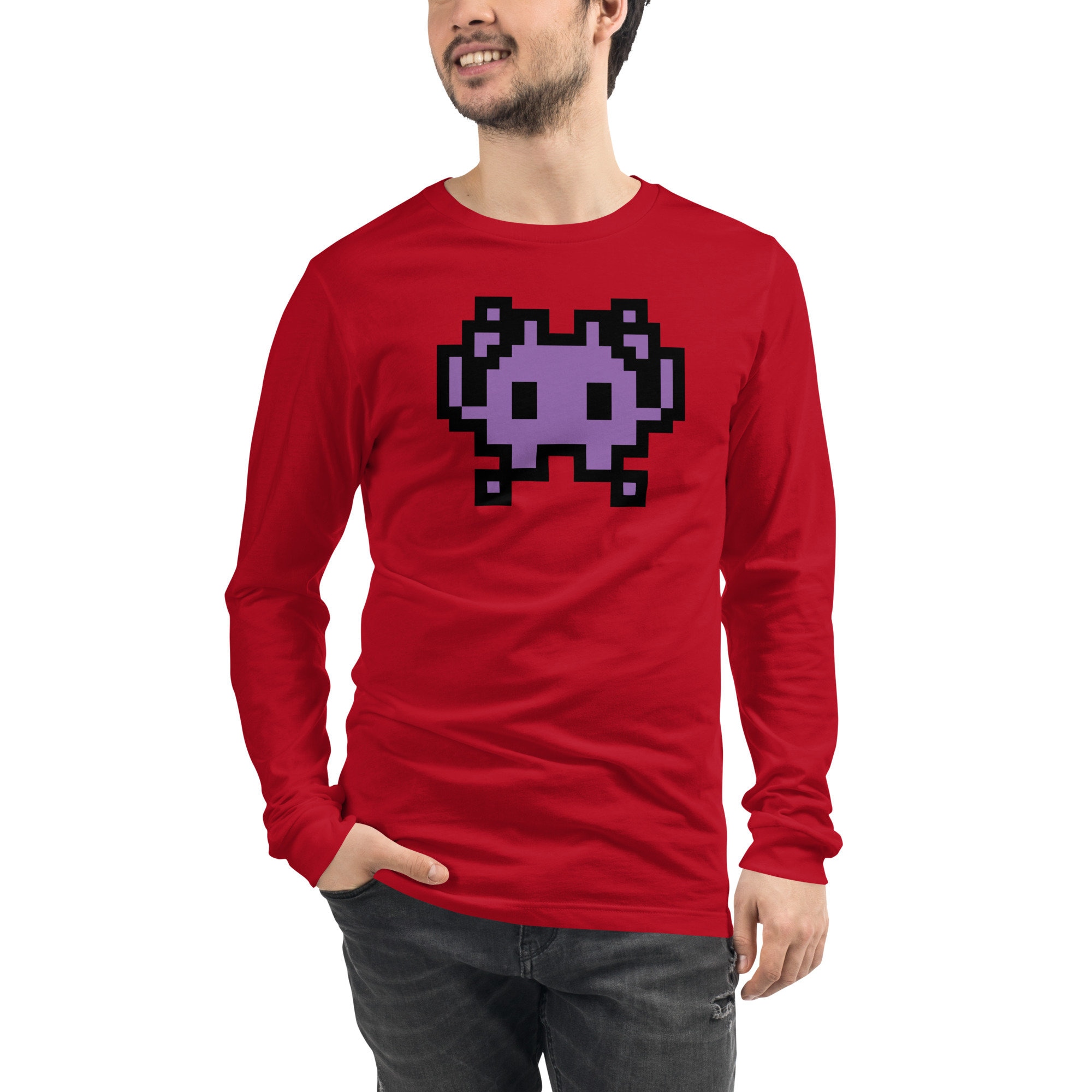 Space Alien Invader Long Sleeve T-shirt - Purple Alien