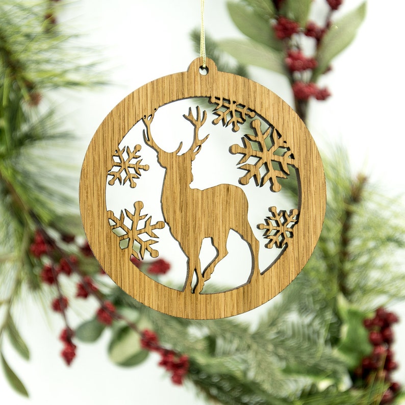 Deer Christmas Wood Ornament Wildlife Silhouette Laser Cut  Etsy