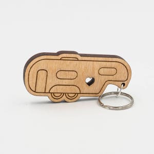 Fifth Wheel Camper Keychain 5th Wheel Camper Charm Camping Keychain RV Engraved Wood Key Ring Camper Trailer RV Keyring image 4