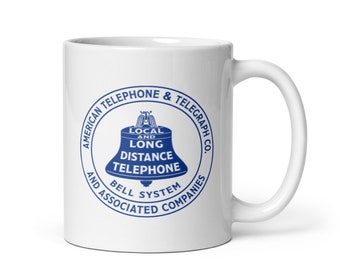 AT&T Long Distance Telephone Vintage Logo Mug | Bell System ATT Vintage Logo Coffee Cup | Local and Long Distance Telephone Vintage Mug