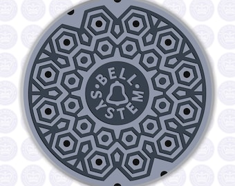 Manhole Logo Bumper Sticker - Mandala Logo Decal - Bell System Manhole Cover Bumper Sticker - Manhole Decal - Vintage Manhole Mandala