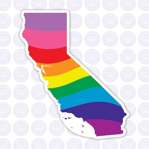 California Rainbow Flag Decal - CA State LGBTQ Flag Decal - California State Bumper Sticker - California Gay Pride Flag - CA Rainbow Flag