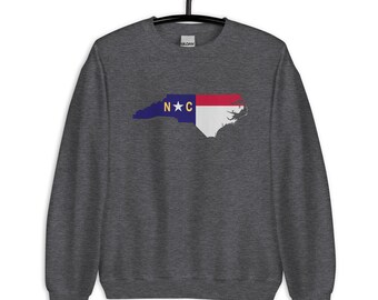 North Carolina State Flag Unisex Sweatshirt | North Carolina Shirt | State of NC Flag Sweatshirt | Carolina Sweatshirt