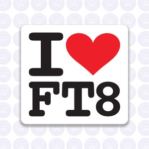 I Love FT8 Decal Amateur Radio Decal - FT8 Bumper Sticker Radio Ham - I Heart FT8 Radio Laptop Decal - FT8 Ham Radio Yeti Decal