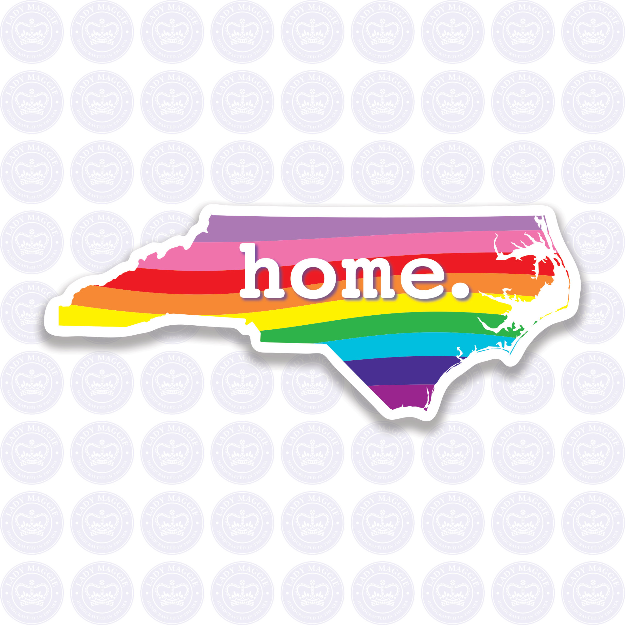 North Carolina Home Rainbow Decal - NC LGBTQ Decal - North Carolina Rainbow Home Bumper Sticker - NC Gay Pride Decal - nc lgbt rainbow pride