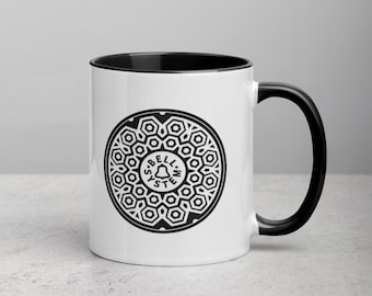 Bell System Manhole Cover Logo Mug - Bell System Mandala Logo Coffee Cup