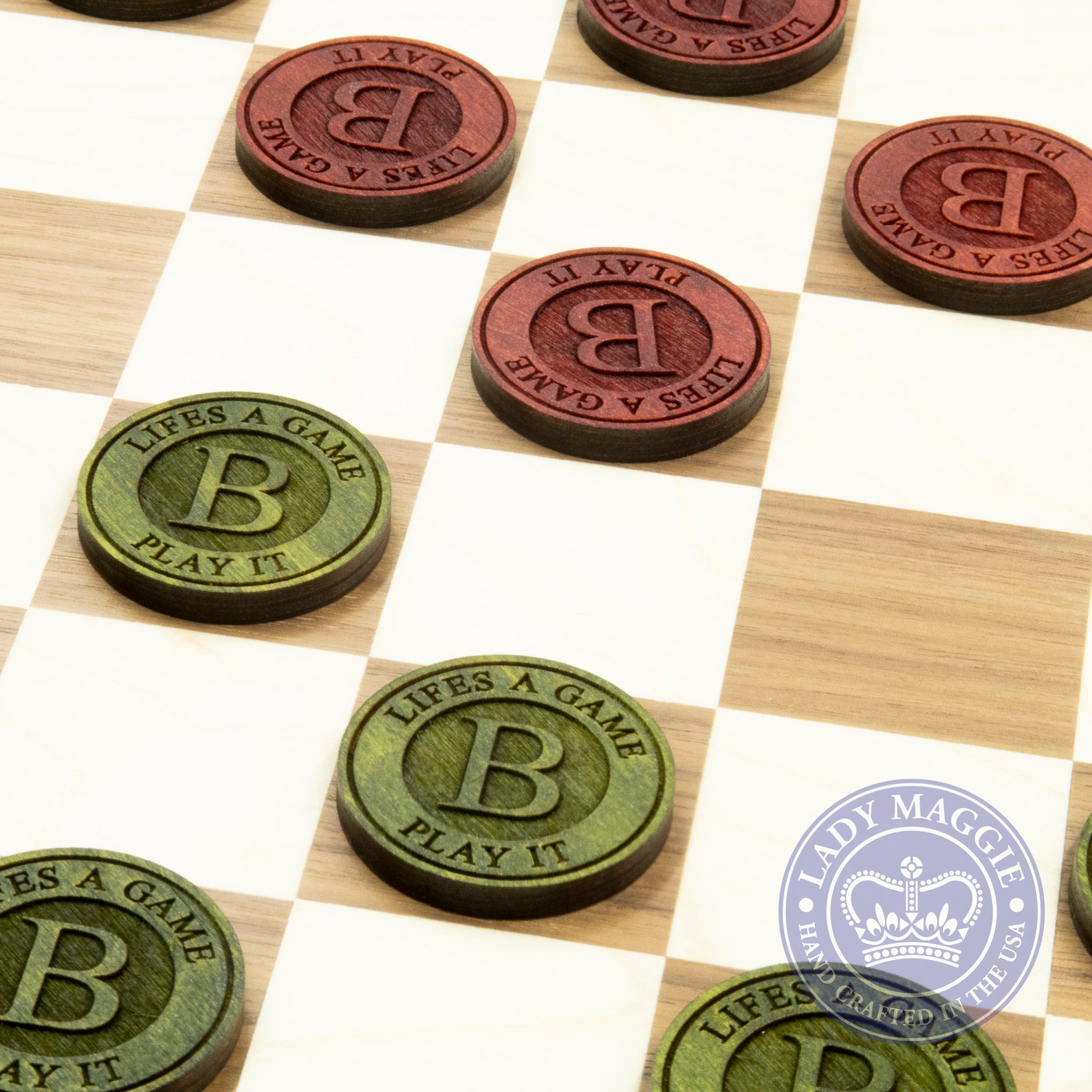 Personalized Checkers Pieces Custom Engraved Checkers Etsy