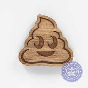 Poop Emoji Magnet - Poo Emoji Carved Wooden Magnet - Pile of Poo Emoji Wooden Engraved Charm - Poo Wooden Magnet - Poop Magnet