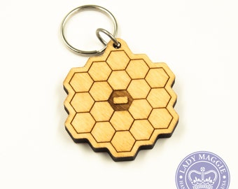 James Webb Space Telescope Keychain | JWST Keyring | Webb Telescope Charm | Honeycomb Mirror Webb Telescope Keyring