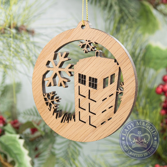 Doctor Who Tardis Christmas Ornament Wooden Tree Decoration Etsy