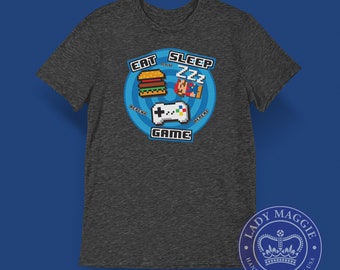 Gamer T-Shirt - Eat Sleep Game Repeat - Gaming Shirt - Gamer Life T Shirt - Video Game T Shirt - Online Gaming Shirt - Gift for Gamers