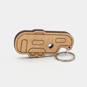 Fifth Wheel Camper Keychain 5th Wheel Camper Charm Camping Keychain RV Engraved Wood Key Ring Camper Trailer RV Keyring image 5