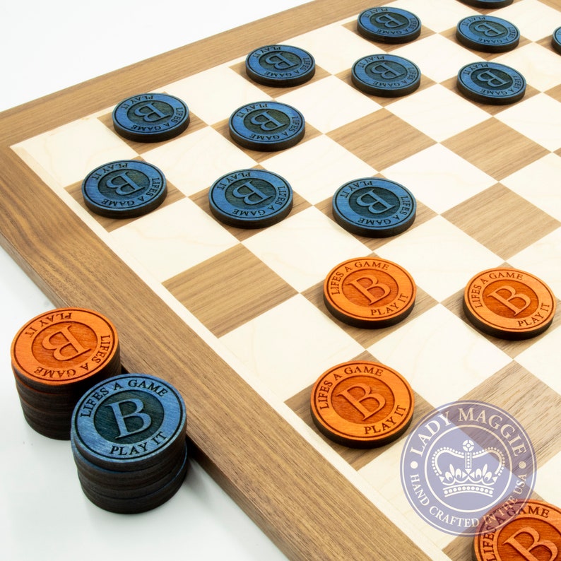 Personalized Checkers Pieces Custom Engraved Checkers Etsy