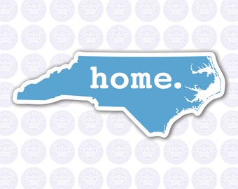 North Carolina Home Decal - Tar Heel Blue NC Decal - North Carolina State Bumper Sticker - State of NC Decal - U NC Blue Decal