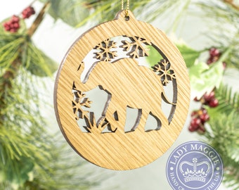 Elephant Christmas Ornament - Elephant Silhouette - White Oak Circus Elephant Ornament - Jungle African Safari India Elephant Ornament