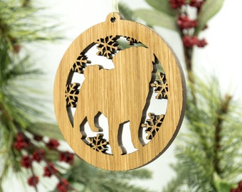 Pug Christmas Ornament - Pug Dog Ornament - Pug Dog Christmas Ornament - Laser Engraved Wooden Tree Decoration