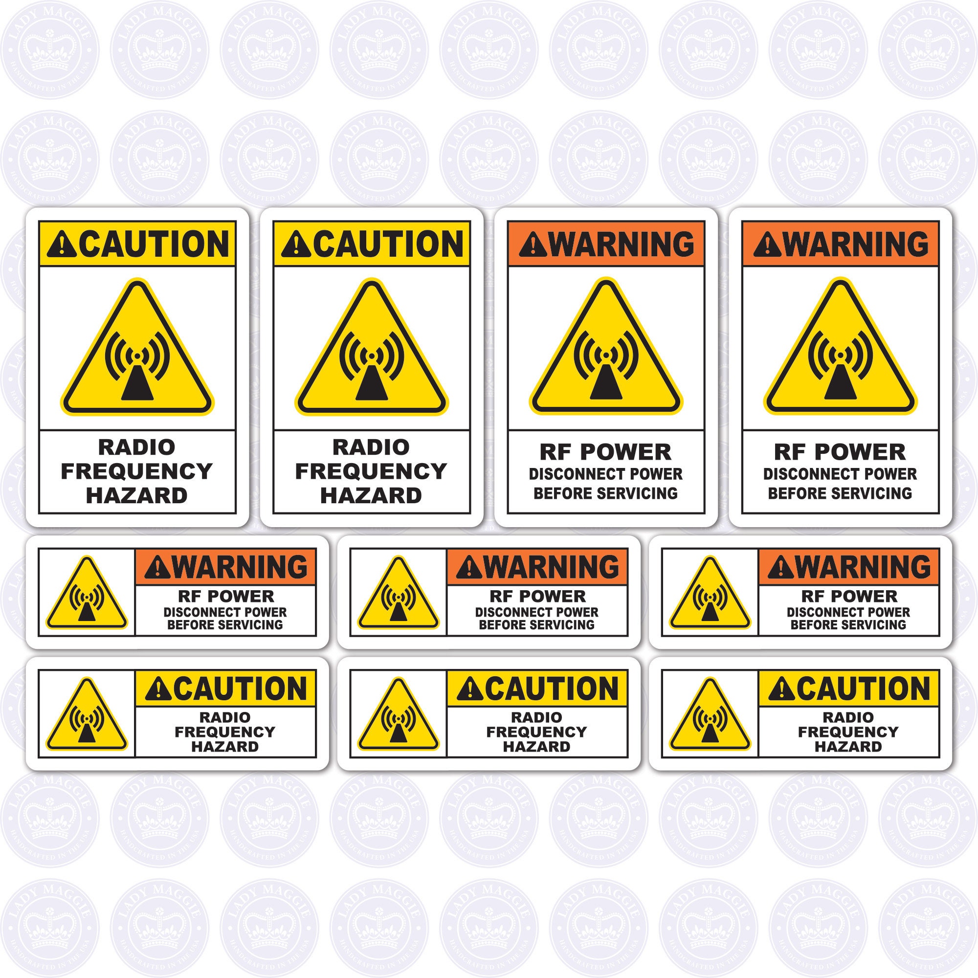 RF Warning and Caution Decals Radio Frequency Hazard Caution