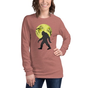 Bigfoot Unisex Long Sleeve Tee | Bigfoot in the Moonlight T-Shirt | Sasquatch Long Sleeve Tee | Yeti Monster Shirt | Squatch Shirt