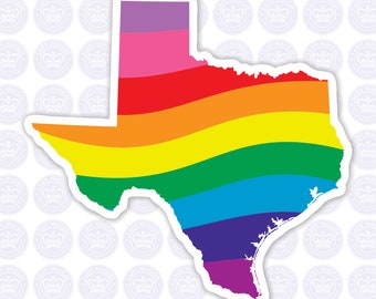 Texas Rainbow Flag Decal - TX LGBTQ Flag Decal - Texas State Rainbow Pride Bumper Sticker - State of Texas Gay Pride Decal TX Flag Decal