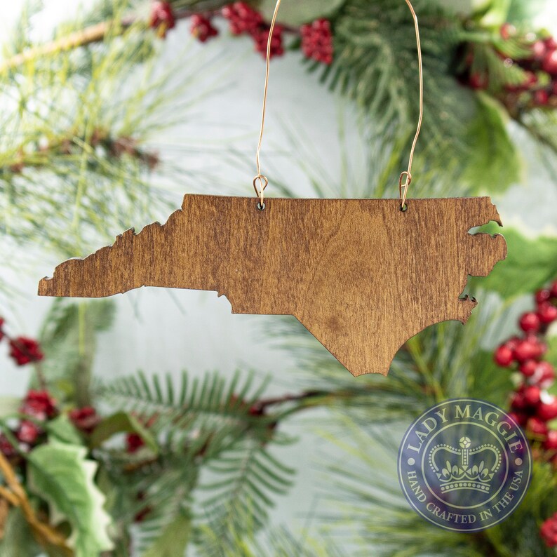 North Carolina Christmas Ornament Wooden North Carolina Etsy