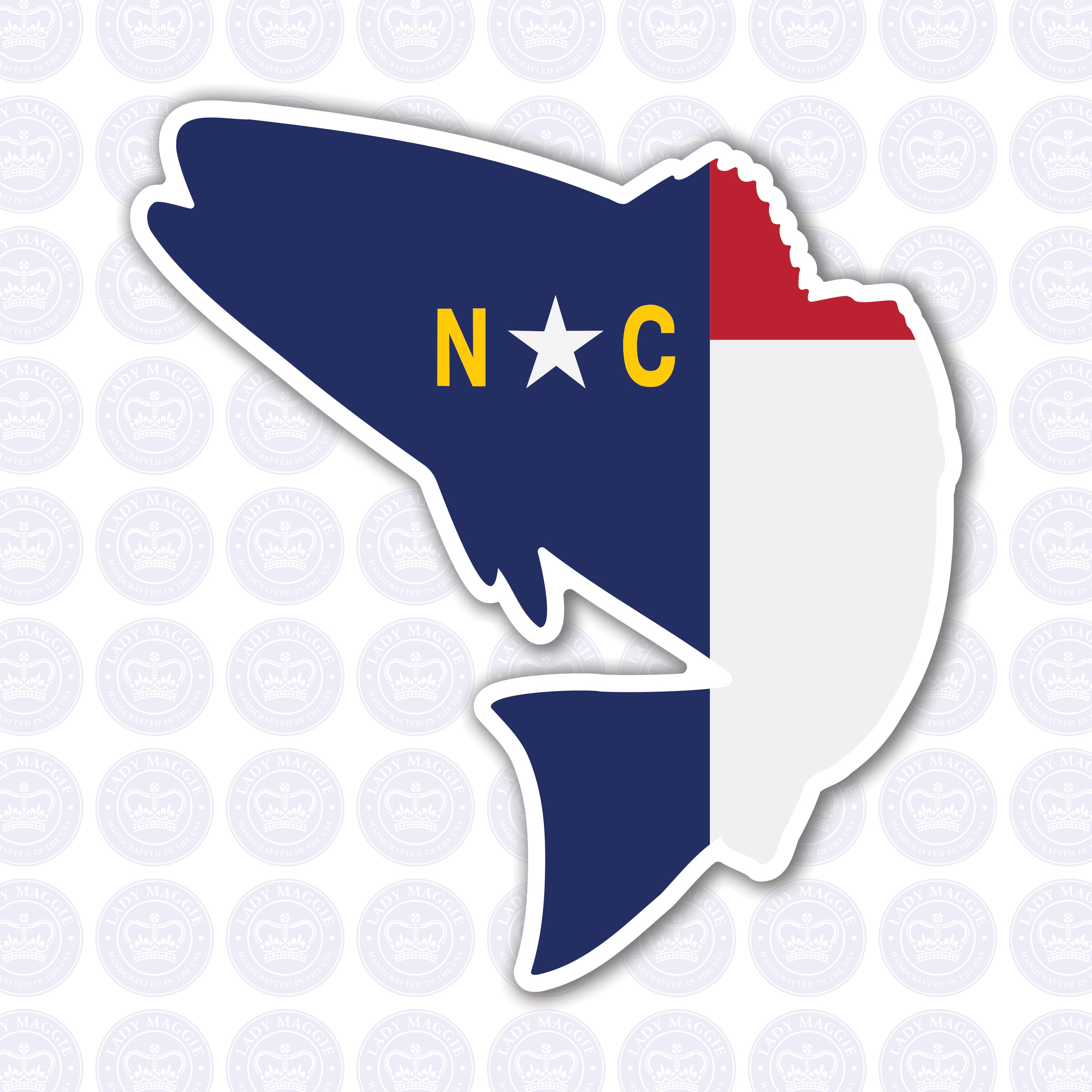 North Carolina Fish Decal - NC Fish State Flag Decal - North Carolina Bass Bumper Sticker - State of NC Decal - NC Flag Decal - Fisherman