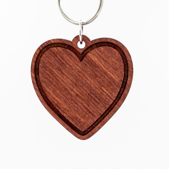 Red Heart Emoji Wood Keychain - Heavy Black Heart Emoji