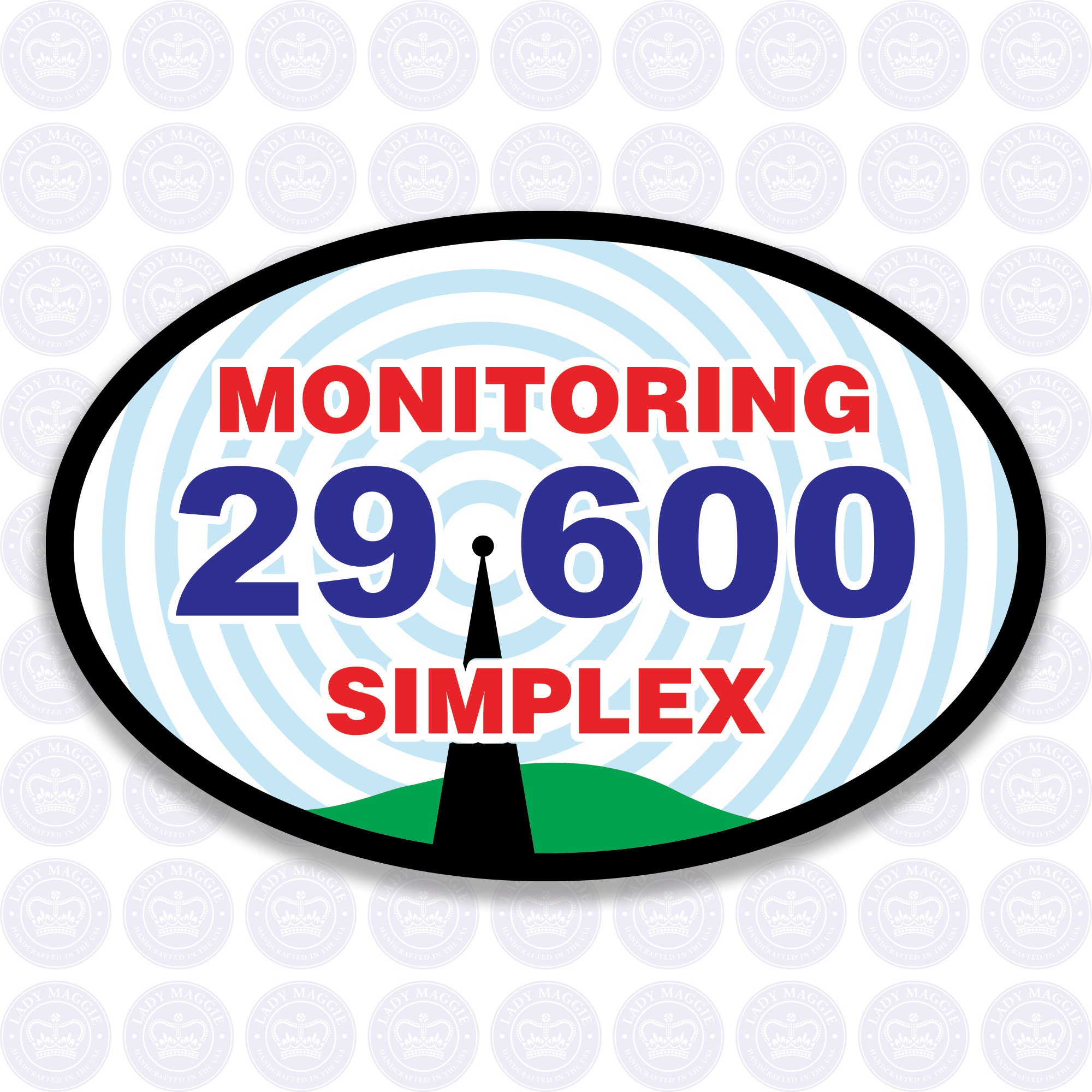 29.600 - 10m National Simplex Calling Frequency Decal - Amateur Radio Oval Decal / Sticker - Radio Ham