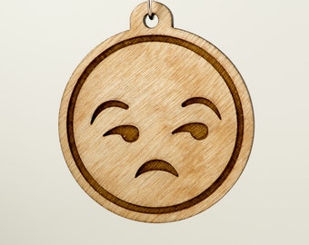 Unimpressed Emoji Wood Keychain - Unamused Emoji - Meh Emoji - Side Eye Emoji - Eye Roll Emoji - Unamused Face Emoji - General Disinterest