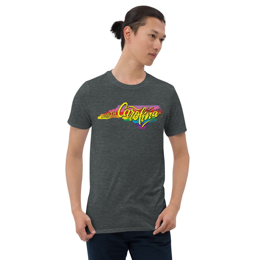 North Carolina Script Rainbow Flag T-shirt NC LGBTQ Rainbow | Etsy