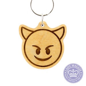 Smiling Face with Horns Emoji Keychain | Lil Devil Keyring | Happy Devil Emoji Keyring | Devil Charm | Devil Keyring | Purple Devil Emoji