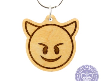 Smiling Face with Horns Emoji Keychain | Lil Devil Keyring | Happy Devil Emoji Keyring | Devil Charm | Devil Keyring | Purple Devil Emoji