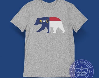 North Carolina Bear Flag T-Shirt - State of NC Bear Unisex Shirt - North Carolina Flag Bear Shirt - NC Bear Tee - Carolina Black Bear Shirt