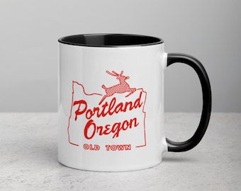 Portland Old Town Mug - Portland Oregon Old Town Coffee Cup - Orange Portland Mug - Portland OR Mug - Portland Old Town Double Sided Mug