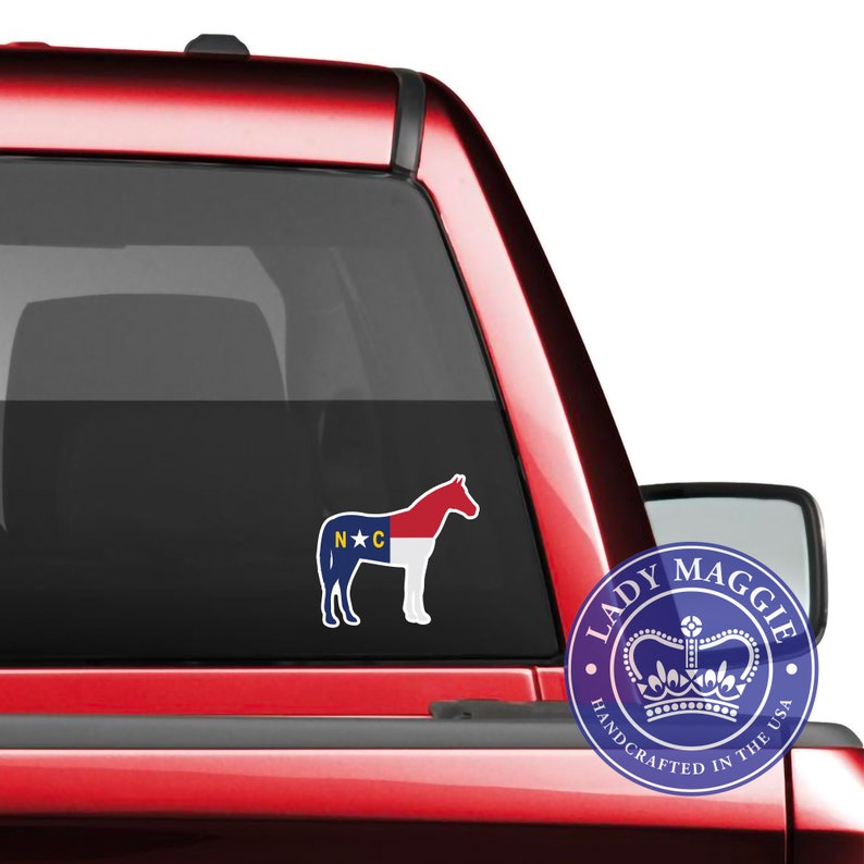 Horse North Carolina Decal NC Horse Flag Decal North Carolina Horse Bumper Sticker State of NC Decal NC Flag Decal Equestrian image 3