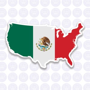 American Mexican Flag Decal - Mexico Flag Expat Decal Bumper Sticker - American Mexican Flag - Mexican Expat Laptop Decal