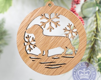Dachshund Christmas Ornament - Doxie Dog Silhouette Cut Wooden Tree Decoration - Dachshund Ornament - Wiener Dog - Sausage Dog Pet Ornament