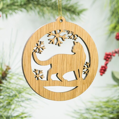 fur baby christmas decorative white cat snowflake gift Christmas ornament cat laser engraved tree decoration kitty