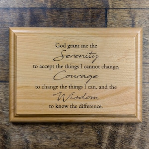 Serenity Prayer Wooden Plaque Serenity Prayer Engraved 7 x 5 Alder Wall Plaque Recovery Plaque 12 Step Prayer Alcoholics Anonymous image 1