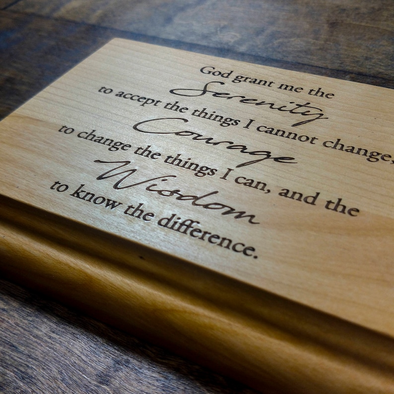 Serenity Prayer Wooden Plaque Serenity Prayer Engraved 7 x 5 Alder Wall Plaque Recovery Plaque 12 Step Prayer Alcoholics Anonymous image 4