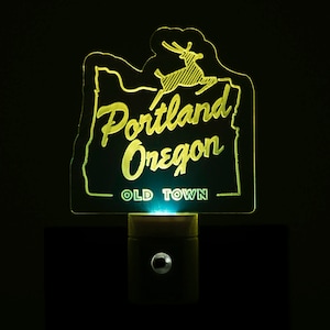 Portland Oregon Old Town Nightlight Old Town Portland LED Nightlight White Stag Sign Nightlight Porland OR Nightlight image 1