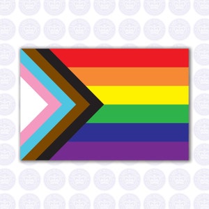 Progress Pride Flag Decal - LGBT Pride Inclusion Decal - Transgender Pride - Rainbow Equality - LGBTQ Communities of Color Equality Sticker