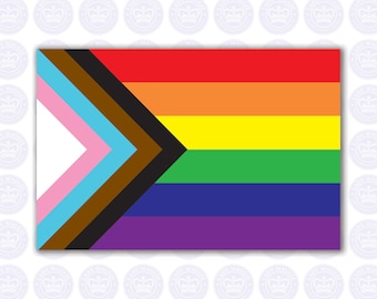 Progress Pride Flag Decal - LGBT Pride Inclusion Decal - Transgender Pride - Rainbow Equality - LGBTQ Communities of Color Equality Sticker