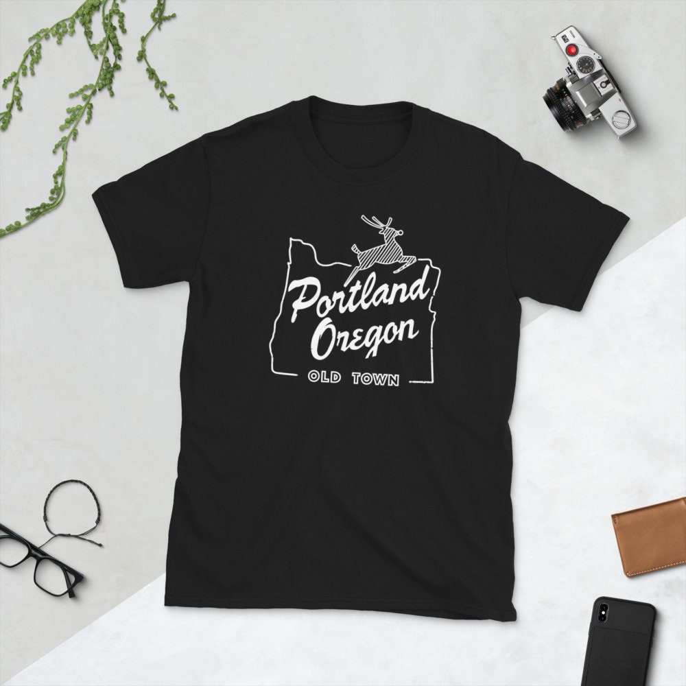 Portland Oregon Old Town t-shirt - White Old Town Portland OR Shirt - White Stag Sign Shirt - Oregon Tee Shirt - Portland OR Shirt