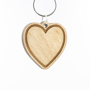 Heart Emoji Wood Keychain Love Emoji Carved Wood Key Ring Wooden Heart Engraved Charm Love Heart Emoji image 2