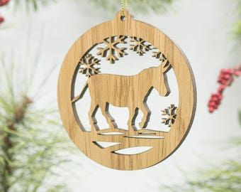 Donkey Christmas Ornament - Donkey Silhouette Laser Cut Wooden Tree Decoration - Mule Ornament - Donkey Ass Jack Jenny - Barnyard Ornament